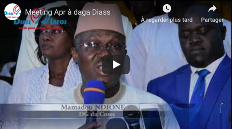 Meeting Apr à daga Diass : présidé par le DG du Cosec Mamadou Ndione.